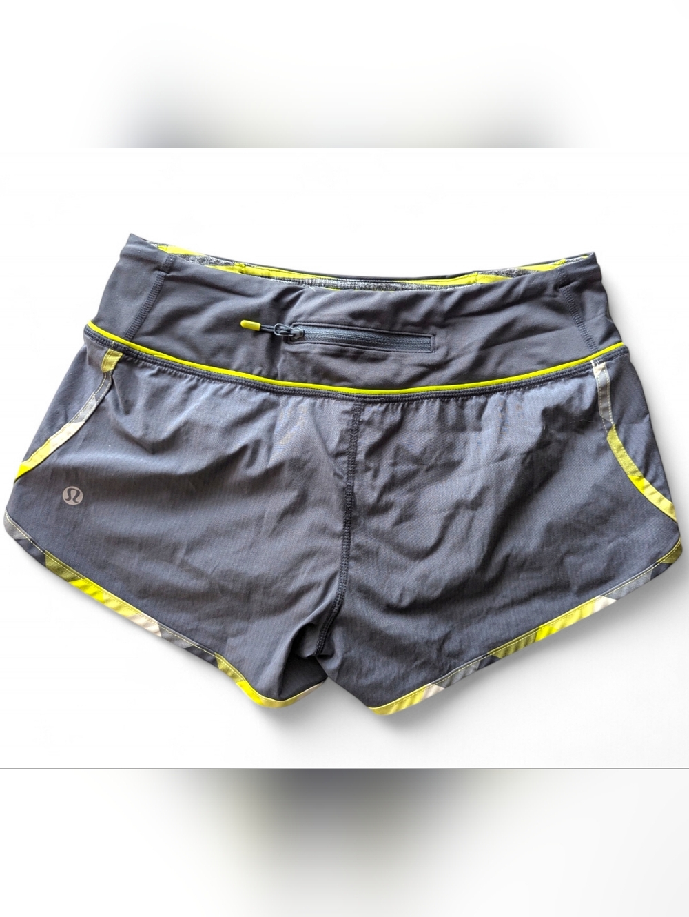 lululemon athletica Size 4 Speed Up Shorts Grey With Yellow Trim